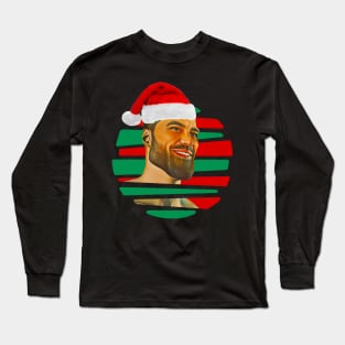 Christmas Gigachad Santa Hat Long Sleeve T-Shirt